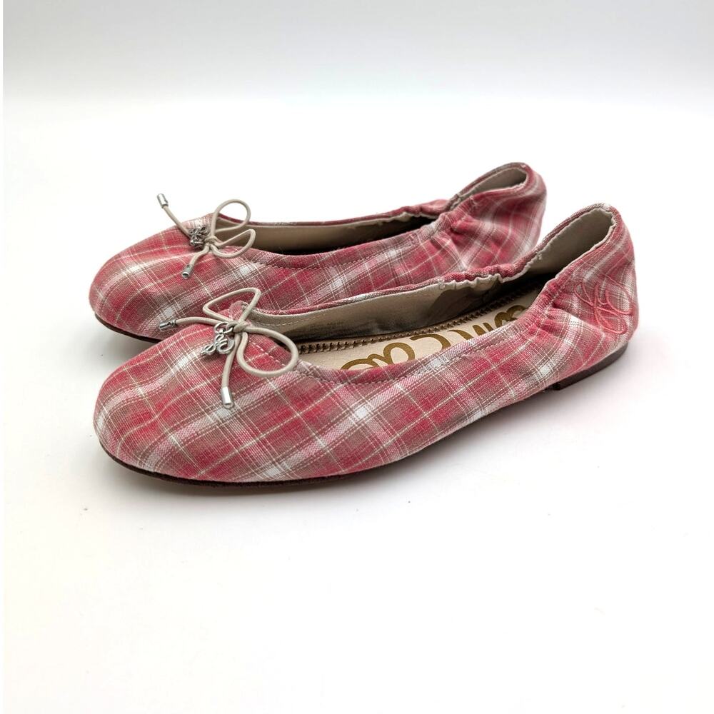 Sam Edelman Felicia Ballet Flats Round Toe Girls' Pink Plaid Size US3